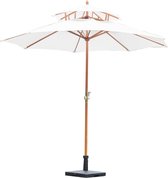 Parasol - Zonnescherm - Met dubbelscherm - Met handslinger - Bamboe - 270 cm - Creme