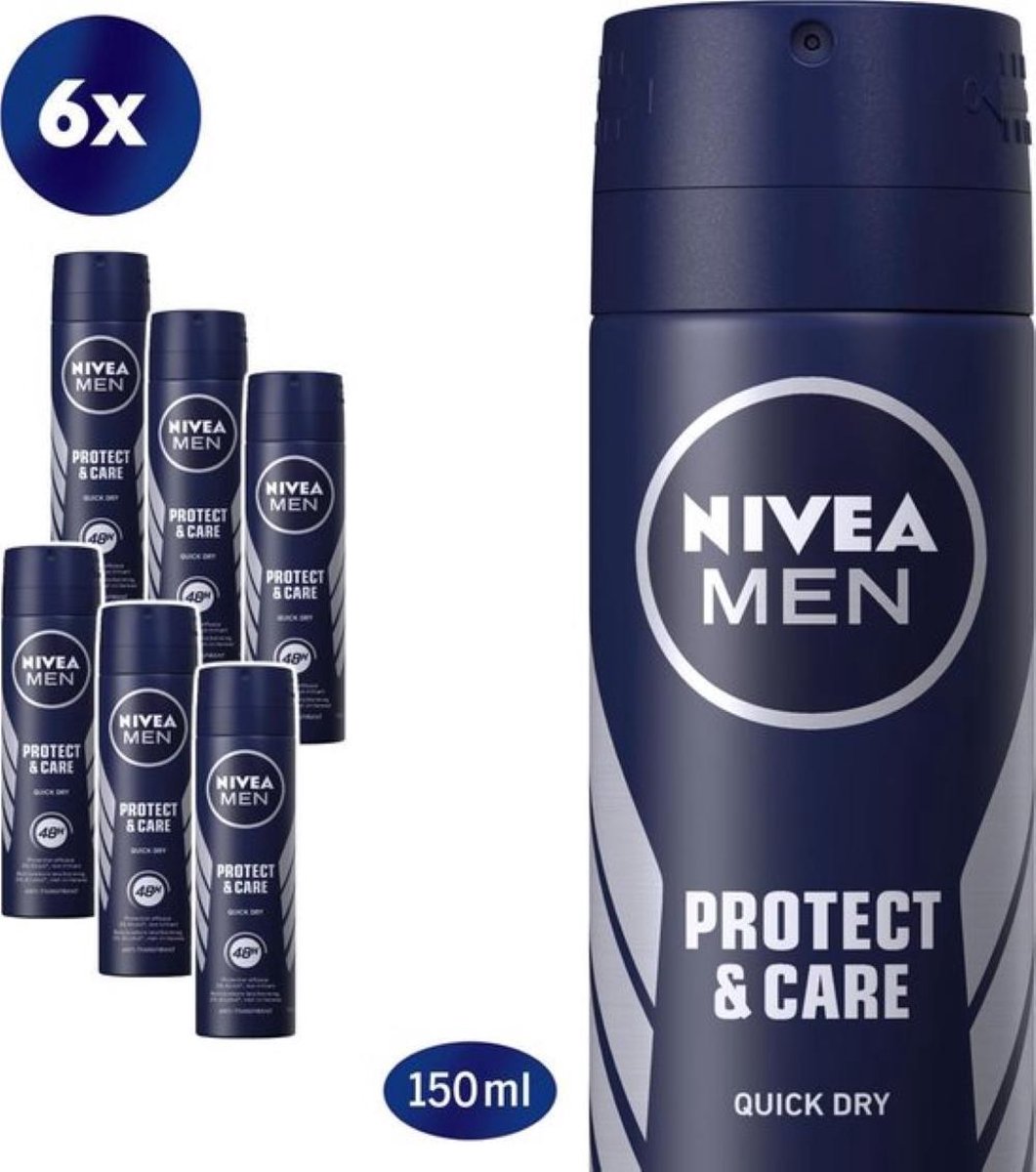 Goedkoopste Nivea Deospray Men – Protect & Care - Voordeelverpakking 6 x 150 ML