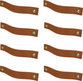 8x leren handgrepen 'platte greep' - maat M (19 x 2,5 cm) - COGNAC - incl. 3 kleuren schroefjes (handgreepjes - leren grepen - greepjes - leren lusjes)