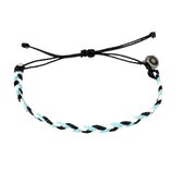 Chibuntu® - Licht Blauw, Wit en Zwarte Armband Heren - Flow armbanden collectie - Mannen - Armband (sieraad) - One-size-fits-all