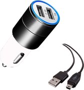 Durata DR-DC858 Zwart 2 USB Poorten USB autolader 2.1A Snel Oplader Auto adapter met 1 Mini USB Kabel Voor Tomtom Navigatie