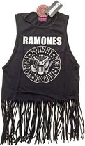 Ramones Mouwloze crop top met franjes -M- Vintage Presidential Seal Zwart