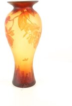 Design Vaas - Cameo gekleurd glas - 3D effect - Hummingbird - Emile Galle - art nouveau - 44,7 cm hoog