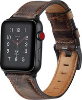 Wabando Leren Bandje Crazy Horse Bruin compatibel met Apple Watch 45/44/42 mm