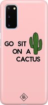 Samsung S20 rondom bedrukt hoesje - Go sit on a cactus | Samsung Galaxy S20 case | Hardcase backcover zwart