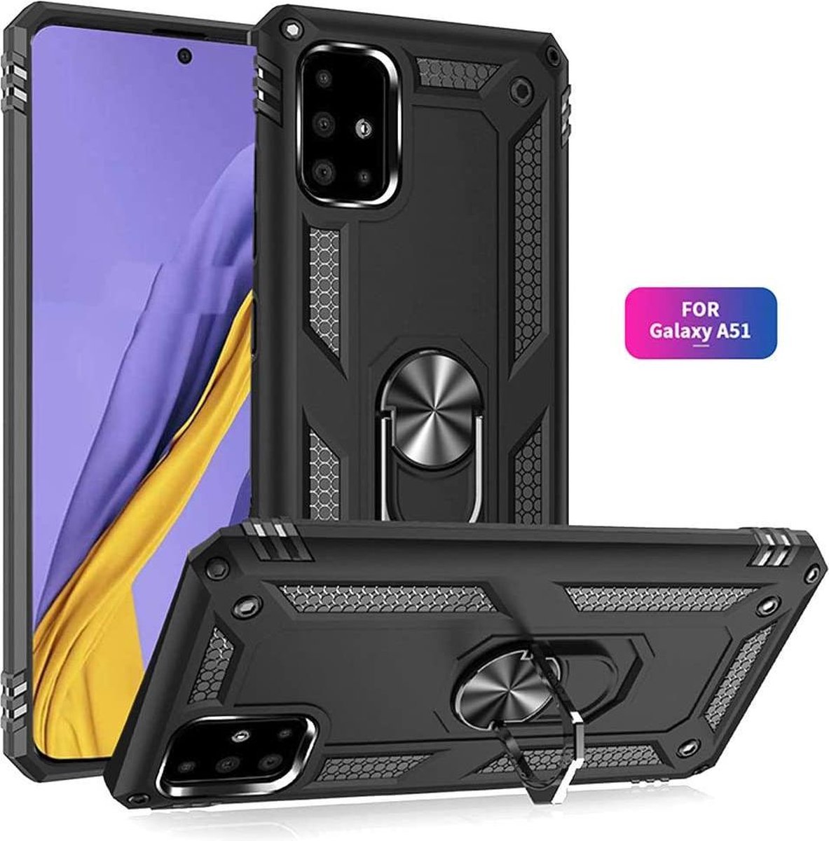 Samsung Galaxy A51 Antishock Hoesje Military Grade Armor Back Cover Ring...