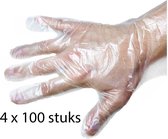 4x Transparante Plastic Wegwerp Handschoenen Maat Large - 4 x 100 = 400 Stuks