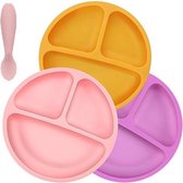 Siliconen baby placemat met gratis lepel - 1 Baby siliconen voerbak met 1 gratis lepel - Roze  BPA-vrij