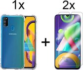 Telefoonhoesje Samsung M21 hoesje shock proof case - samsung galaxy m21 hoesje transparant shock proof case hoes cover hoesjes - 2x samsung galaxy m21 screenprotector screen protec