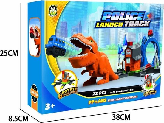 FlexToys Dinosaurus speelgoed 22-delige racewagen Flexibele baan, Creëer  een weg, 1... | bol.com