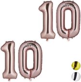 Relaxdays 2x folie ballon 10 - cijfer ballon groot - folieballon - ballonnen - rose