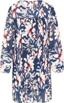 Cassis - Female - Jurk in plissévoile met bloemenprint  - Marineblauw