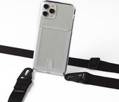Samsung S10 silicone hoesje transparant met brede band zwart