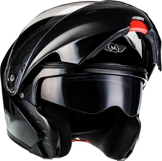 MOTO F20 systeemhelm, scooterhelm, motorhelm opklapbare kinbescherming,  Black, M | bol.com