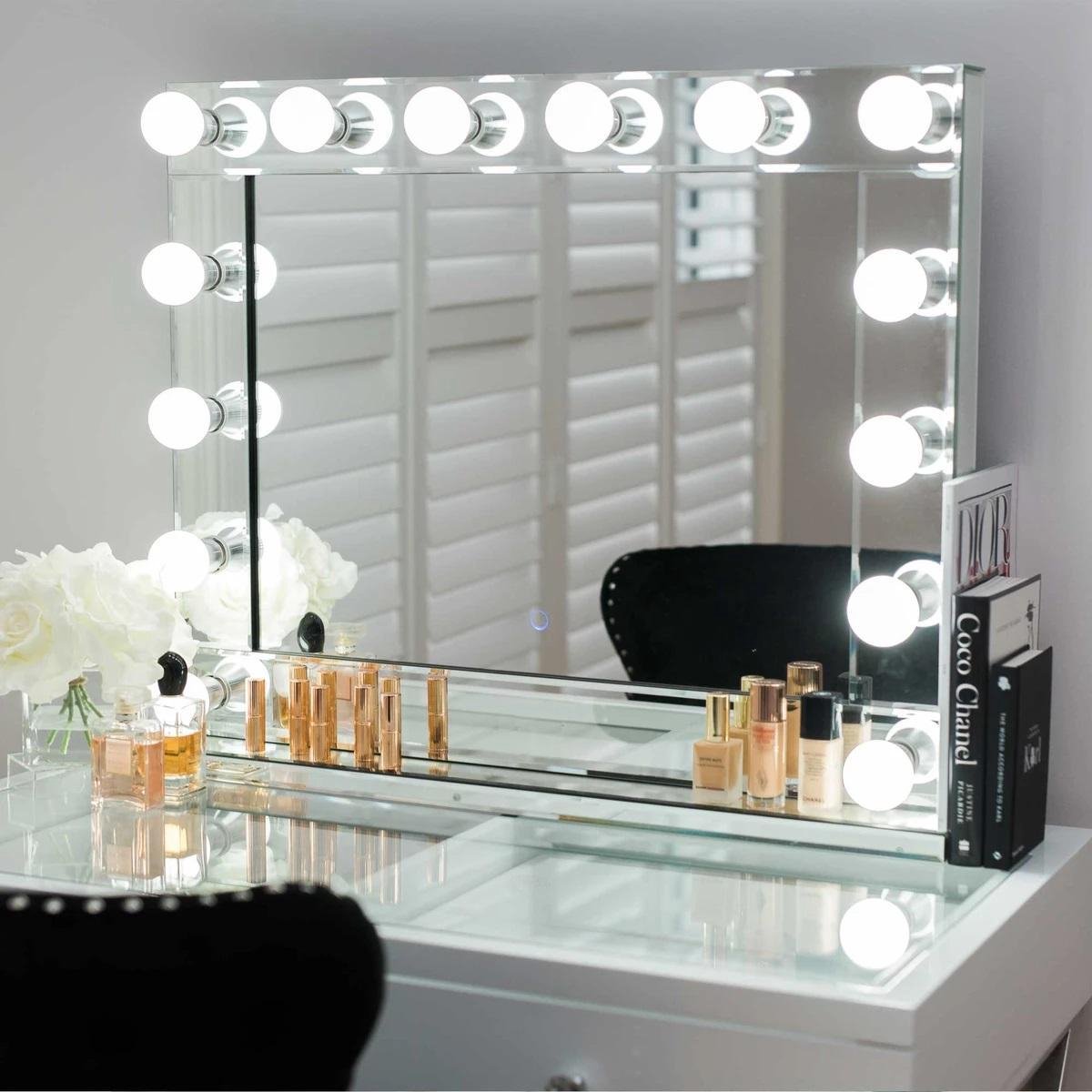Miroir de maquillage Bright Beauty Vanity Hollywood avec éclairage - 80 x  65 cm - dimmable - bord verre miroir