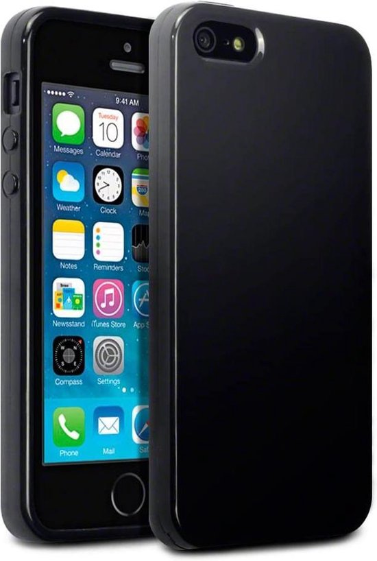 Apple iPhone 5, 5s & SE Hoesje - Siliconen Back Cover - Zwart | bol.com