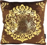 Oriental Brown/Gold Kussenhoes | Velours - Polyester | 45 x 45 cm | Bruin - Goud
