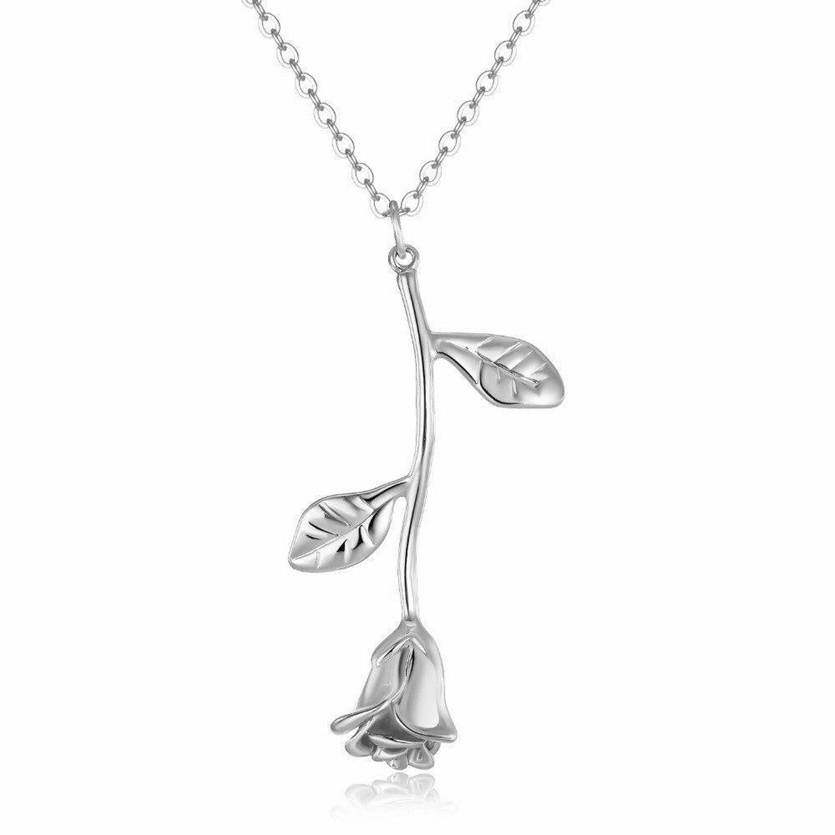 ketting dames | ketting roos hanger | ketting dames zilverkleurig | statement ketting dames | cadeau voor vrouw | black friday 2023 | sinterklaas | kerstcadeau voor vrouw