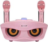 SD-306 draadloze Bluetooth dubbele microfoon Karaoke draagbare 3D stereoluidspreker - roze