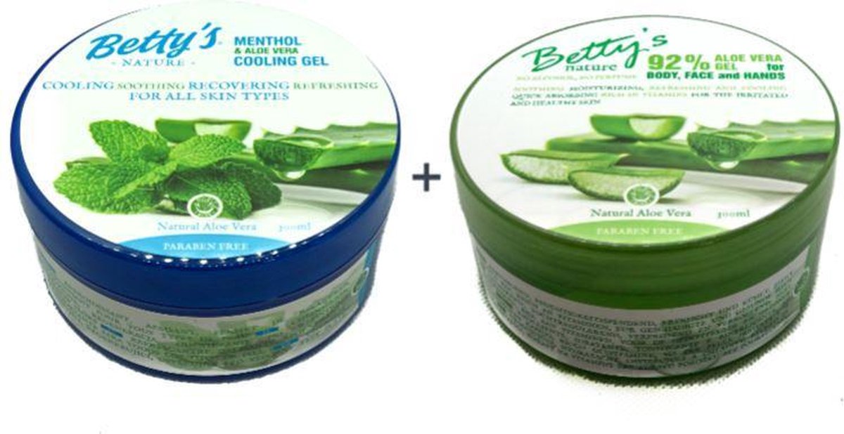 Set de 2 pots - Betty's Nature Menthol Cooling & Aloë Vera 92% Gel -  Calming Gel -... | bol.com