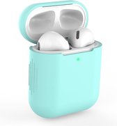 Airpods Silicone Case Cover kwaliteit Ultra Dun Hoesje speciaal geschikt voor draadloos merk Apple Airpods 1 / 2 oplaadcase Lightning connector| kleur Turquoise Blauw