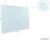 Hangend scherm met ronde hoeken 100x75cm - kassascherm - hygienescherm - polycarbonaat - spatscherm - preventiescherm - vlamdovend - kuchscherm