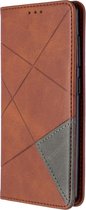 Samsung Galaxy A41 Hoesje - Geometric Book Case - Donkerbruin