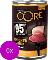 6x Wellness Core Hondenvoer Blik Kip - Eend - Wortel 400 gr