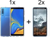 Samsung A7 2018 Hoesje - Samsung Galaxy A7 2018 hoesje siliconen case transparant cover - 2x Samsung A7 2018 Screenprotector