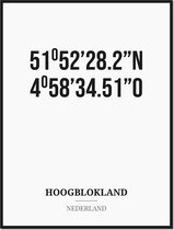 Poster/kaart HOOGBLOKLAND met coördinaten