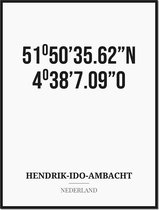 Poster/kaart HENDRIK-IDO-AMBACHT met coördinaten