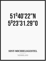 Poster/kaart SINT-MICHIELSGESTEL met coördinaten