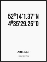 Poster/kaart ABBENES met coördinaten