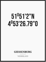 Poster/kaart GIESSENBURG met coördinaten