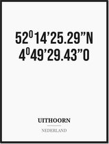 Poster/kaart UITHOORN met coördinaten