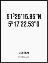 Poster/kaart VESSEM met coördinaten