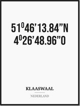 Poster/kaart KLAASWAAL met coördinaten