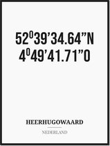 Poster/kaart HEERHUGOWAARD met coördinaten