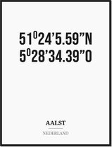 Poster/kaart AALST met coördinaten