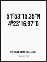 Poster/kaart PERNIS ROTTERDAM met coördinaten