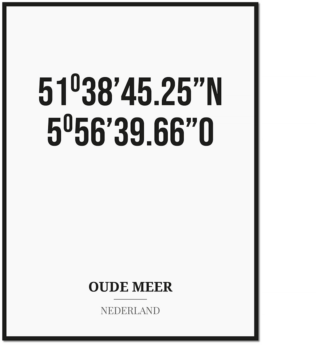 Studio216 Poster/kaart OUDE MEER met coördinaten zwart, wit