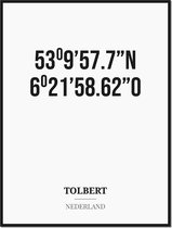 Poster/kaart TOLBERT met coördinaten