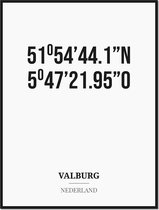 Poster/kaart VALBURG met coördinaten