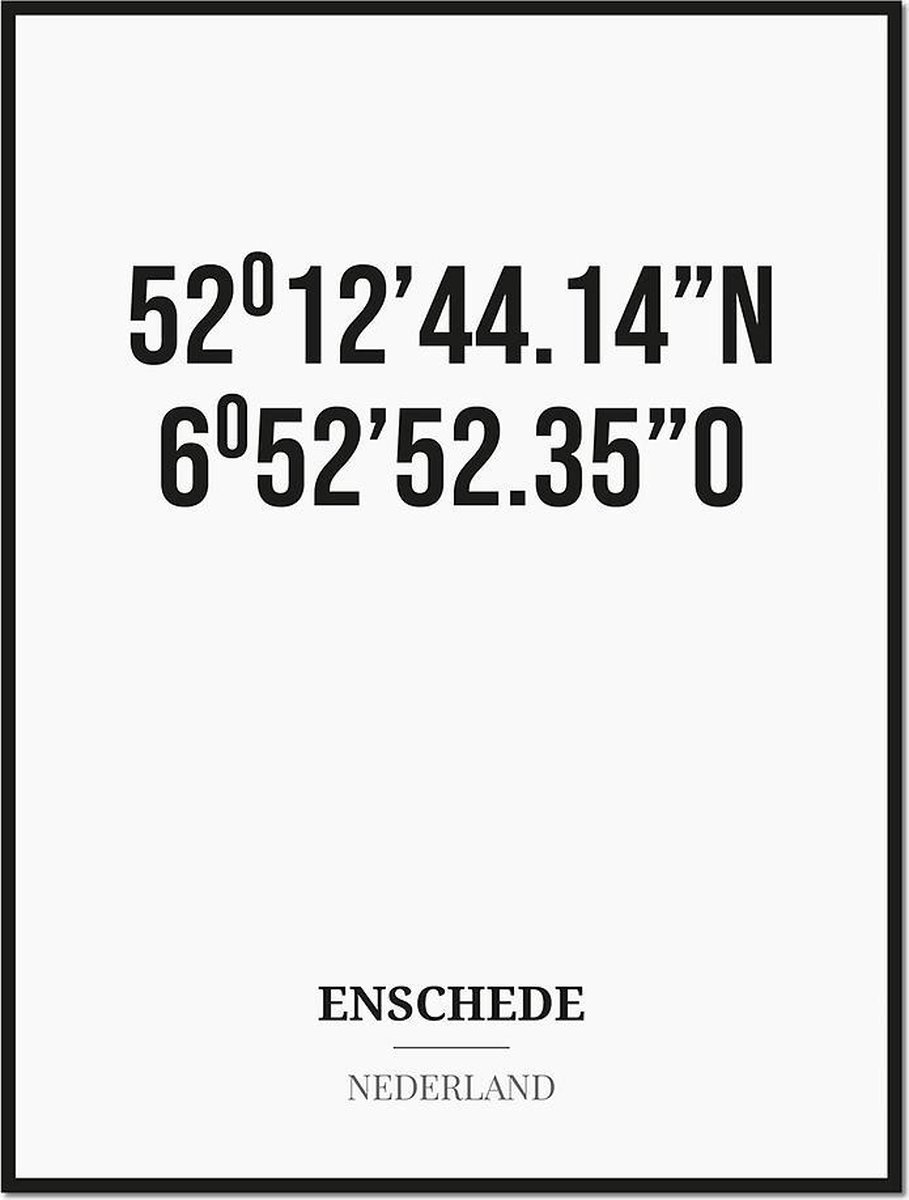 Poster/kaart ENSCHEDE met coördinaten