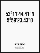 Poster/kaart BURGUM met coördinaten