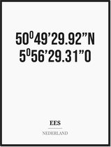 Poster/kaart EES met coördinaten