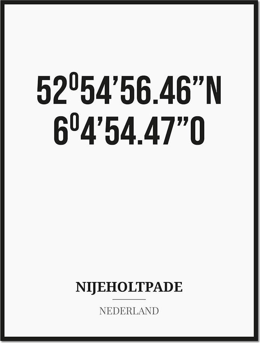 Poster/kaart NIJEHOLTPADE met coördinaten