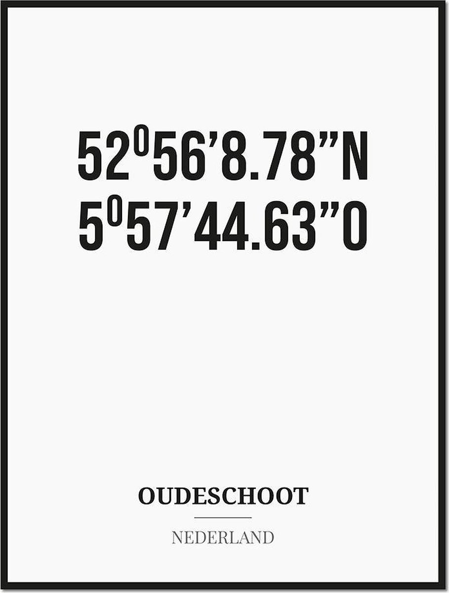 Studio216 Poster/kaart OUDESCHOOT met coördinaten zwart, wit