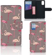 Hoesje met naam Geschikt voor Samsung Galaxy A41 Wallet Case Flamingo