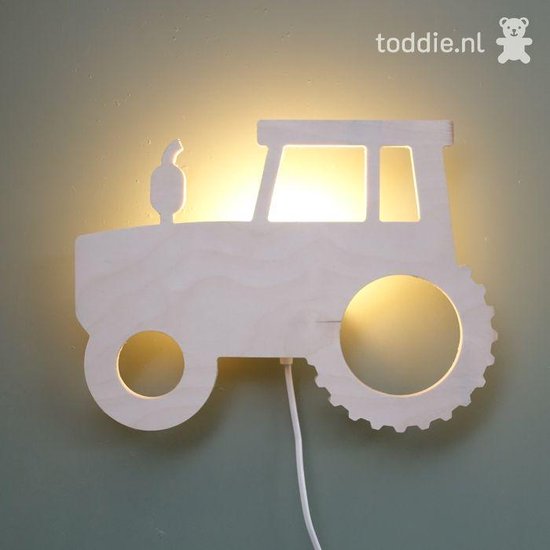 Wandlamp kinderkamer Trekker Multiplex houten lampje voor aan de muur